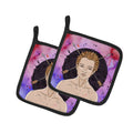 Sagittarius Zodiac Sign Pot Holder Set of 2 Heat Resistant Quilted Hot Pads 7.5 x 7.5 Inch, Insulated Kitchen Trivets for Cooking & Baking
