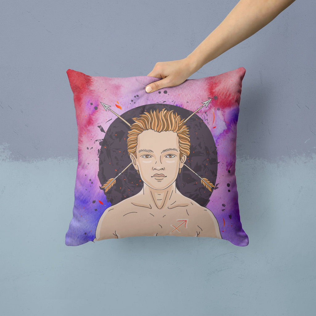 Sagittarius Zodiac Sign Decorative Throw Pillow 14x14 Indoor Outdoor Accent Cushion, Fabric Cover with Insert for Sofa, Bed, Porch & Living Room