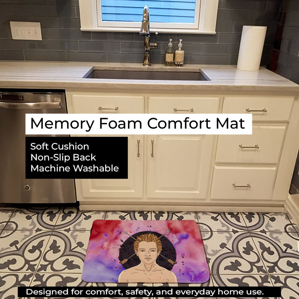 Sagittarius Zodiac Sign Memory Foam Kitchen Mat Machine Washable Anti-Fatigue Cushion Comfort Bath or Kitchen Rug