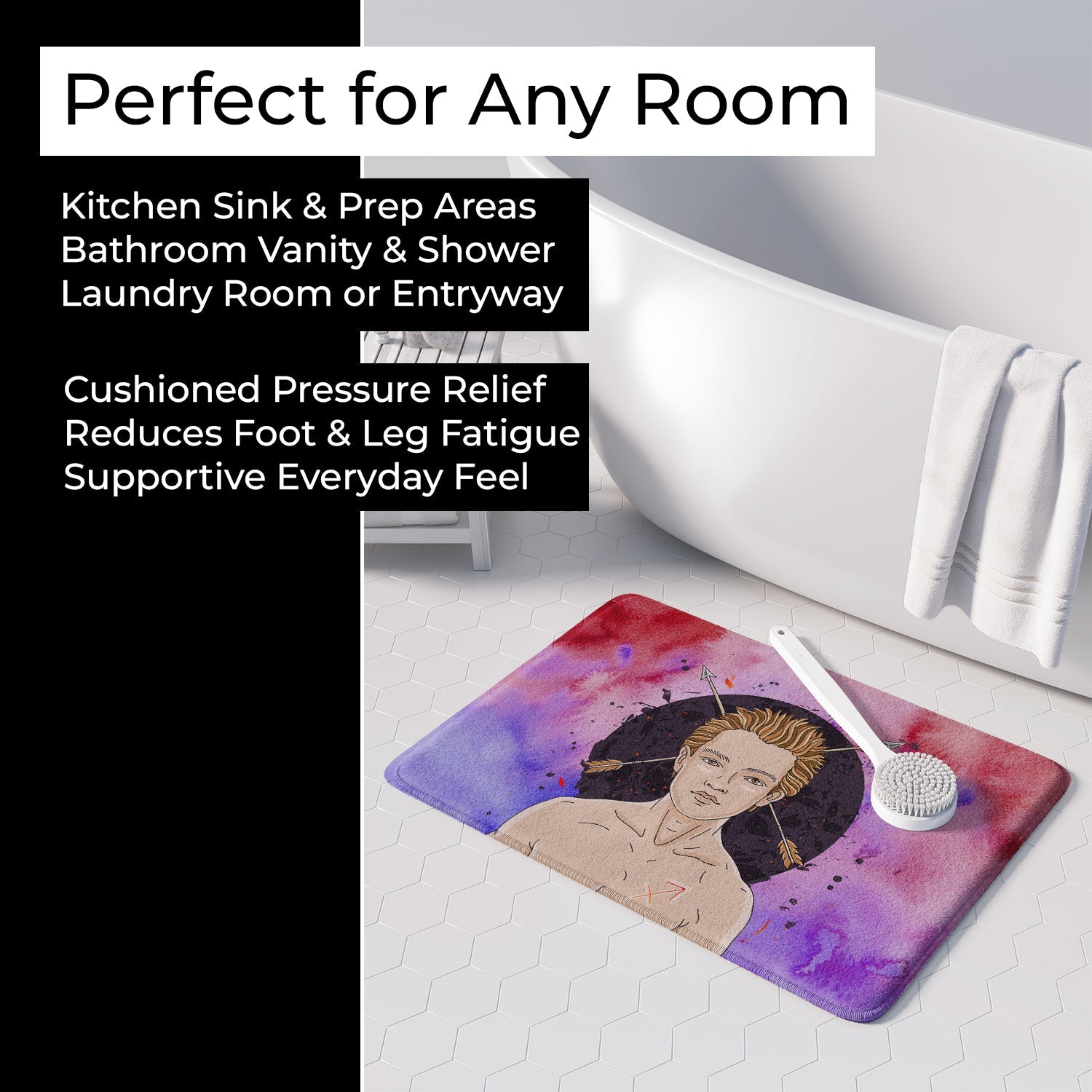 Sagittarius Zodiac Sign Memory Foam Kitchen Mat Machine Washable Anti-Fatigue Cushion Comfort Bath or Kitchen Rug