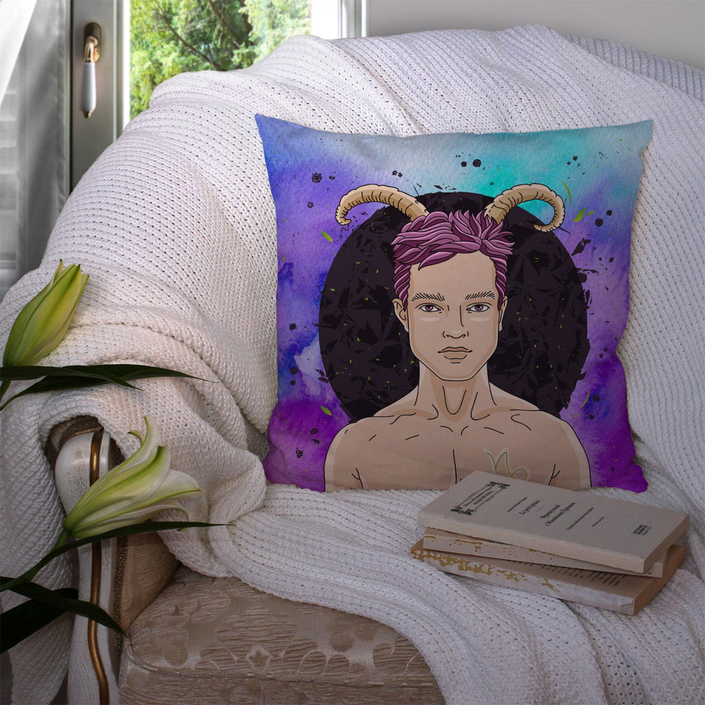 Capricorn Zodiac Sign Decorative Throw Pillow 14x14 Indoor Outdoor Accent Cushion, Fabric Cover with Insert for Sofa, Bed, Porch & Living Room