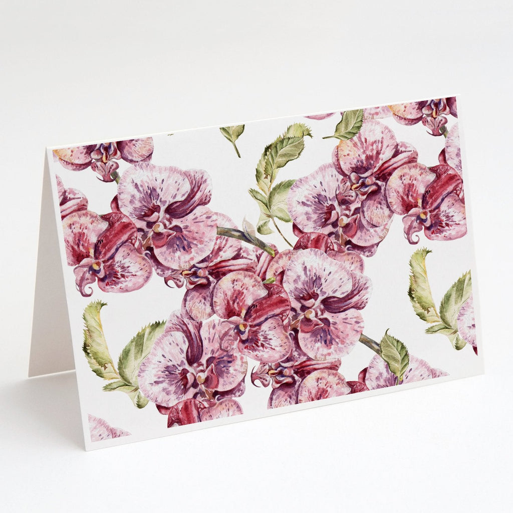 Orchids Greeting Cards Pack of 8 Blank Cards with Envelopes Whimsical A7 Size 5x7