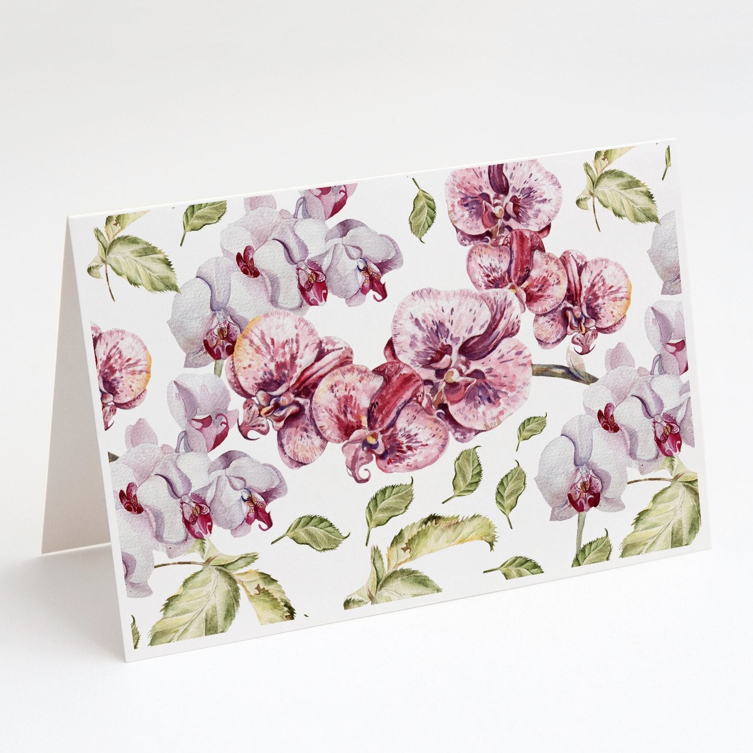 Orchids Greeting Cards Pack of 8 Blank Cards with Envelopes Whimsical A7 Size 5x7