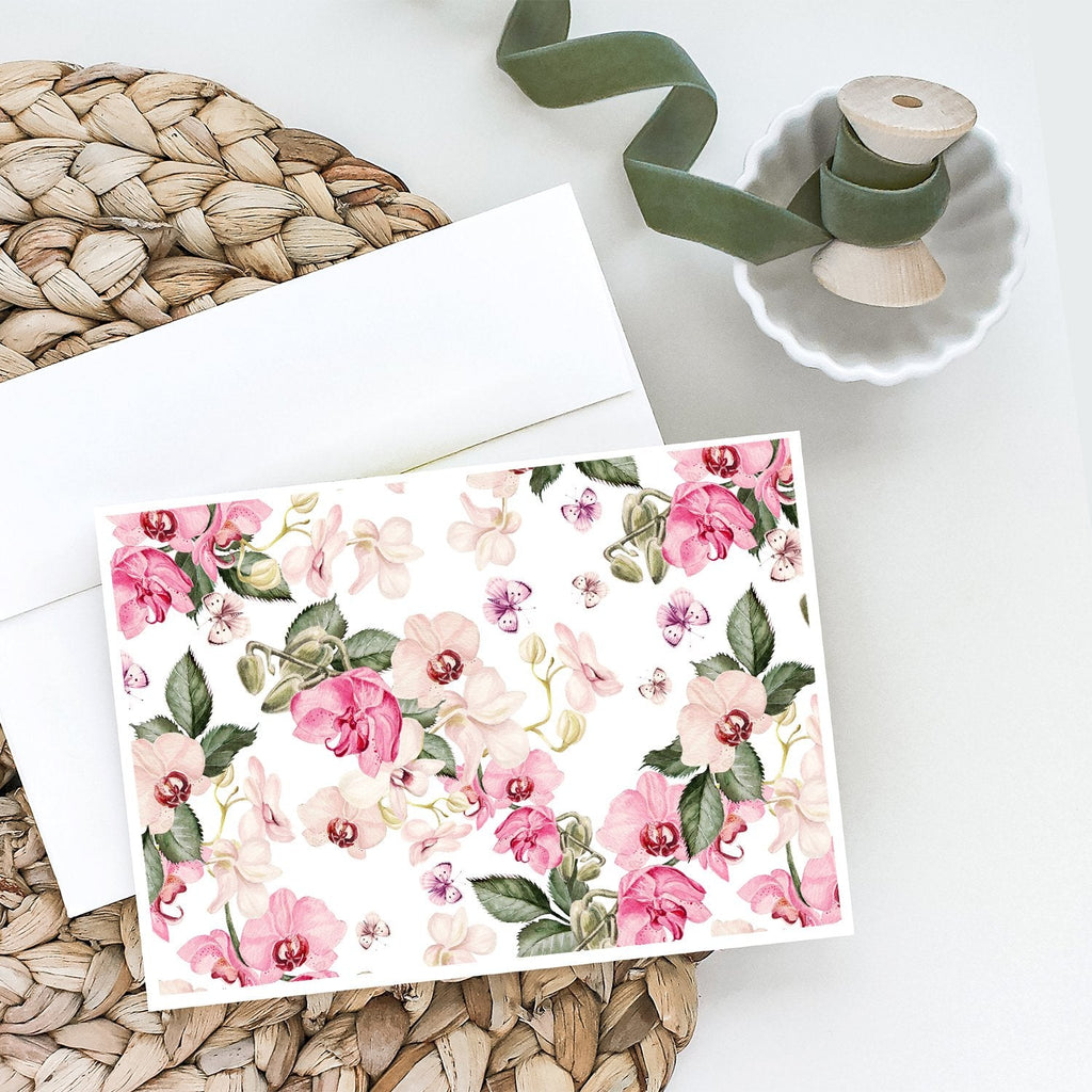 Orchids Greeting Cards Pack of 8 Blank Cards with Envelopes Whimsical A7 Size 5x7