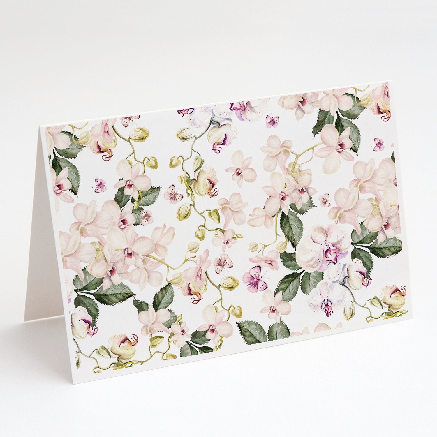 Orchids Greeting Cards Pack of 8 Blank Cards with Envelopes Whimsical A7 Size 5x7