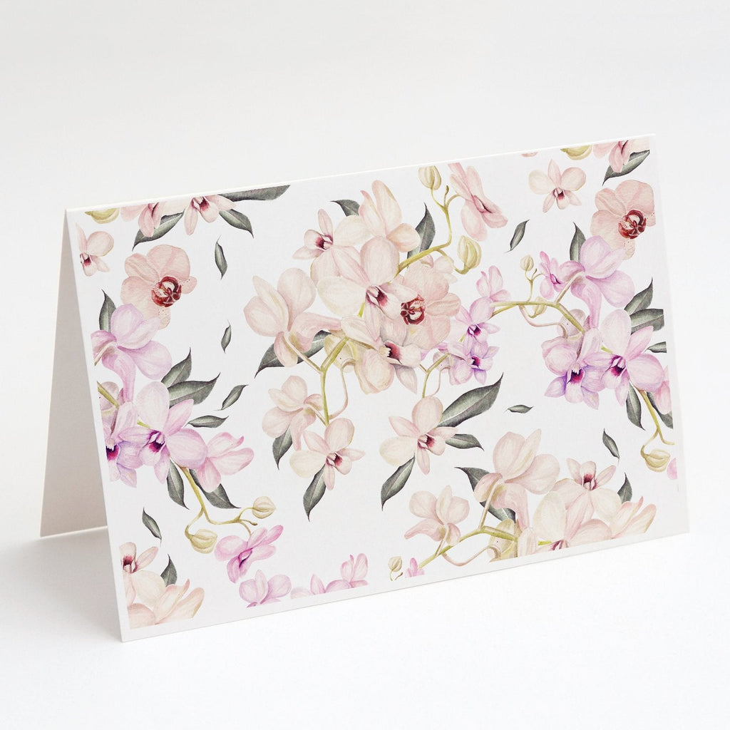 Orchids Greeting Cards Pack of 8 Blank Cards with Envelopes Whimsical A7 Size 5x7