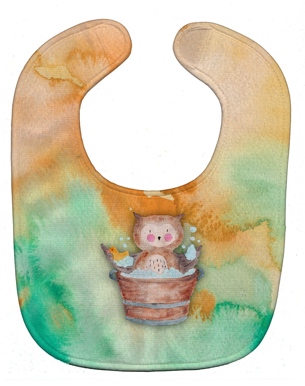 Owl Bathing Watercolor Baby Bib Easy-Clean Baby Bib Baby Feeding Accessory Baby Mealtime Essential, 10 x 13, Multicolor