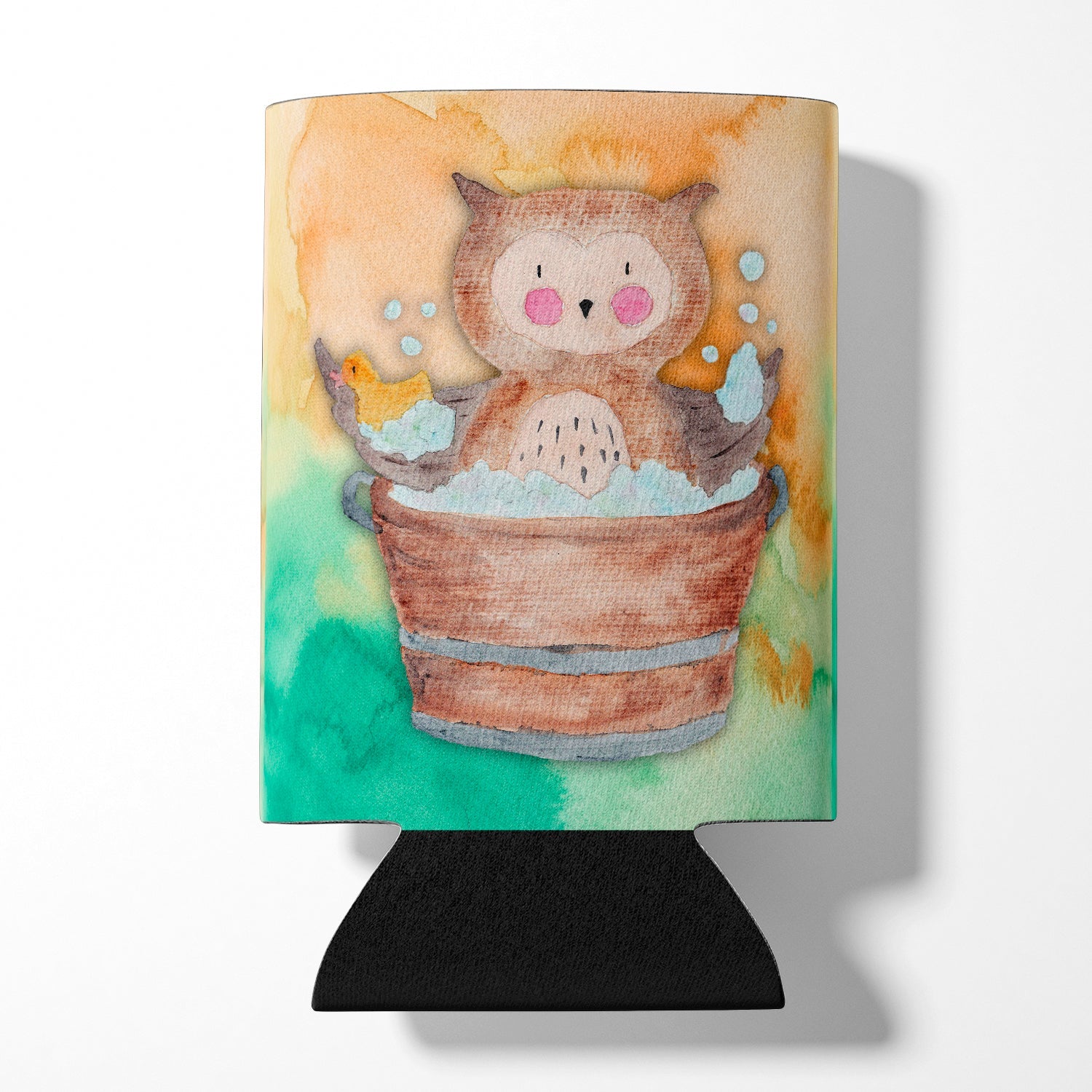 Owl Bathing Watercolor Can or Bottle Hugger Cooler Sleeve for Standard 12 oz Cans, Insulated Foam Beer & Soda Can Hugger Reusable