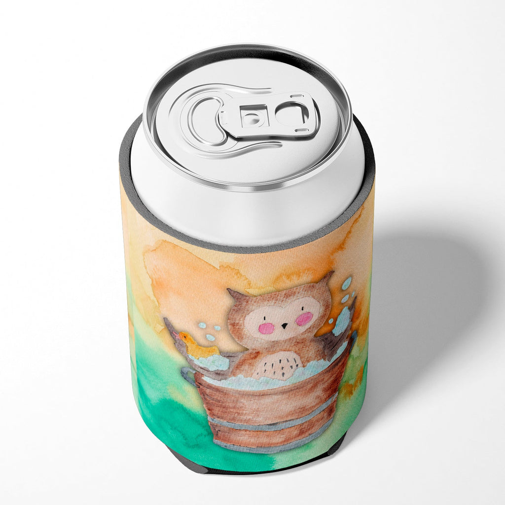 Owl Bathing Watercolor Can or Bottle Hugger Cooler Sleeve for Standard 12 oz Cans, Insulated Foam Beer & Soda Can Hugger Reusable