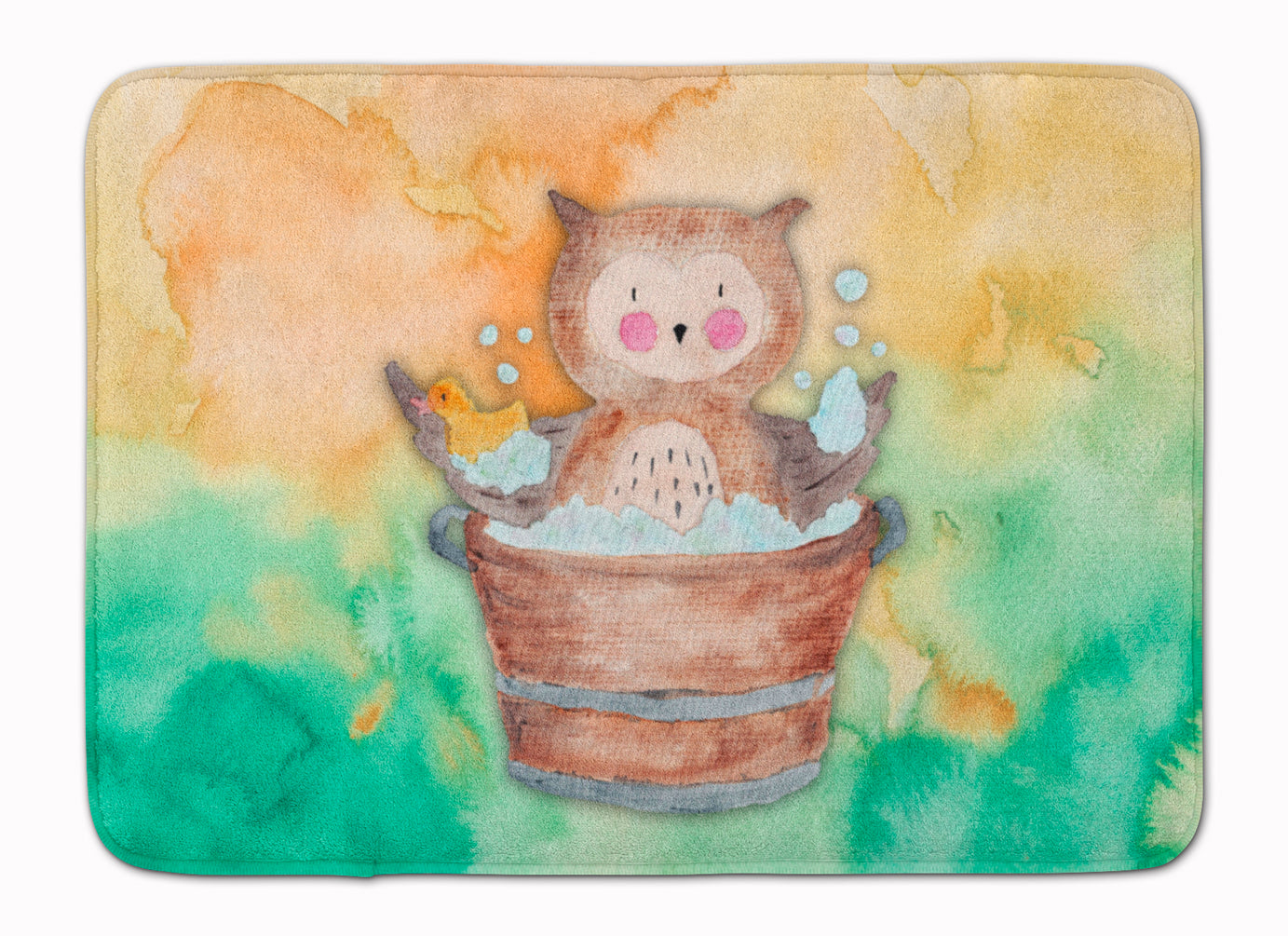 Owl Bathing Watercolor Memory Foam Kitchen Mat Machine Washable Anti-Fatigue Cushion Comfort Bath or Kitchen Rug