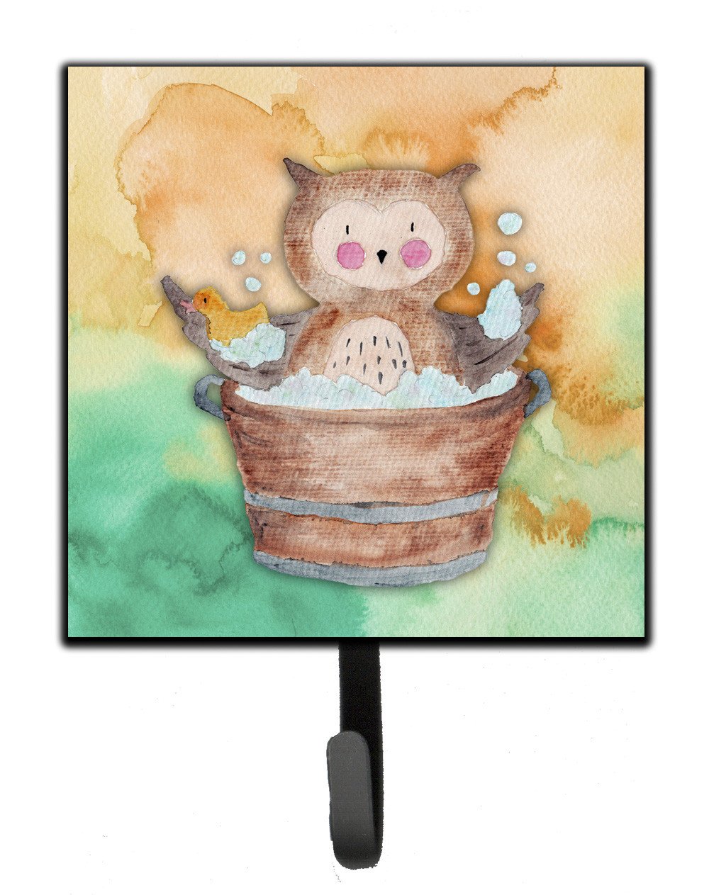 Owl Bathing Watercolor Leash or Key Holder Wall Hooks, Key Hooks Holder, Coat Rack Wall Mount, Coat Hooks, Hooks for Hanging Keys, Towels, Aprons, Leashes