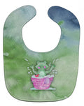 Frog Bathing Watercolor Baby Bib Easy-Clean Baby Bib Baby Feeding Accessory Baby Mealtime Essential, 10 x 13, Multicolor