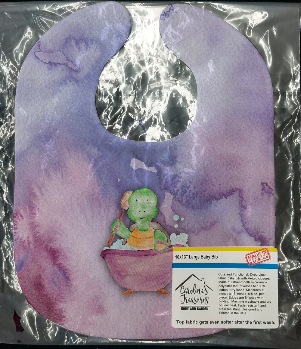 Turtle Bathing Watercolor Baby Bib Easy-Clean Baby Bib Baby Feeding Accessory Baby Mealtime Essential, 10 x 13, Multicolor