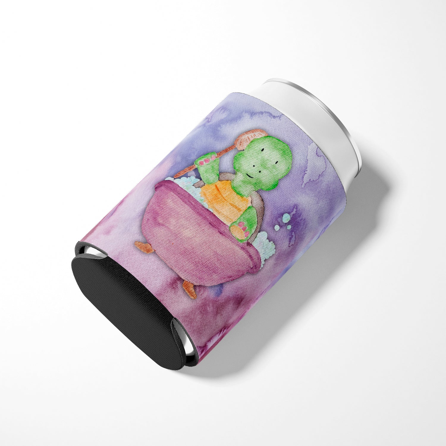 Turtle Bathing Watercolor Can or Bottle Hugger Cooler Sleeve for Standard 12 oz Cans, Insulated Foam Beer & Soda Can Hugger Reusable