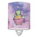 Turtle Bathing Watercolor Ceramic Night Light Compact, UL-Certified, Ideal for Bedroom, Bathroom, Nursery, Hallway, Kitchen, 6x4x3, Multicolor
