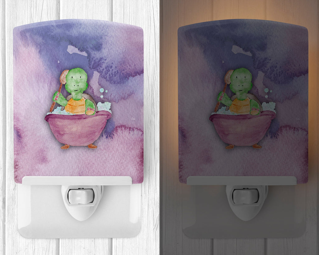 Turtle Bathing Watercolor Ceramic Night Light Compact, UL-Certified, Ideal for Bedroom, Bathroom, Nursery, Hallway, Kitchen, 6x4x3, Multicolor