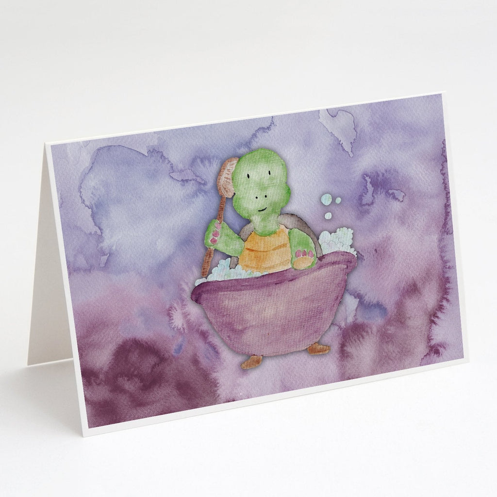 Turtle Bathing Watercolor Greeting Cards Pack of 8 Blank Cards with Envelopes Whimsical A7 Size 5x7