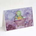 Turtle Bathing Watercolor Greeting Cards Pack of 8 Blank Cards with Envelopes Whimsical A7 Size 5x7