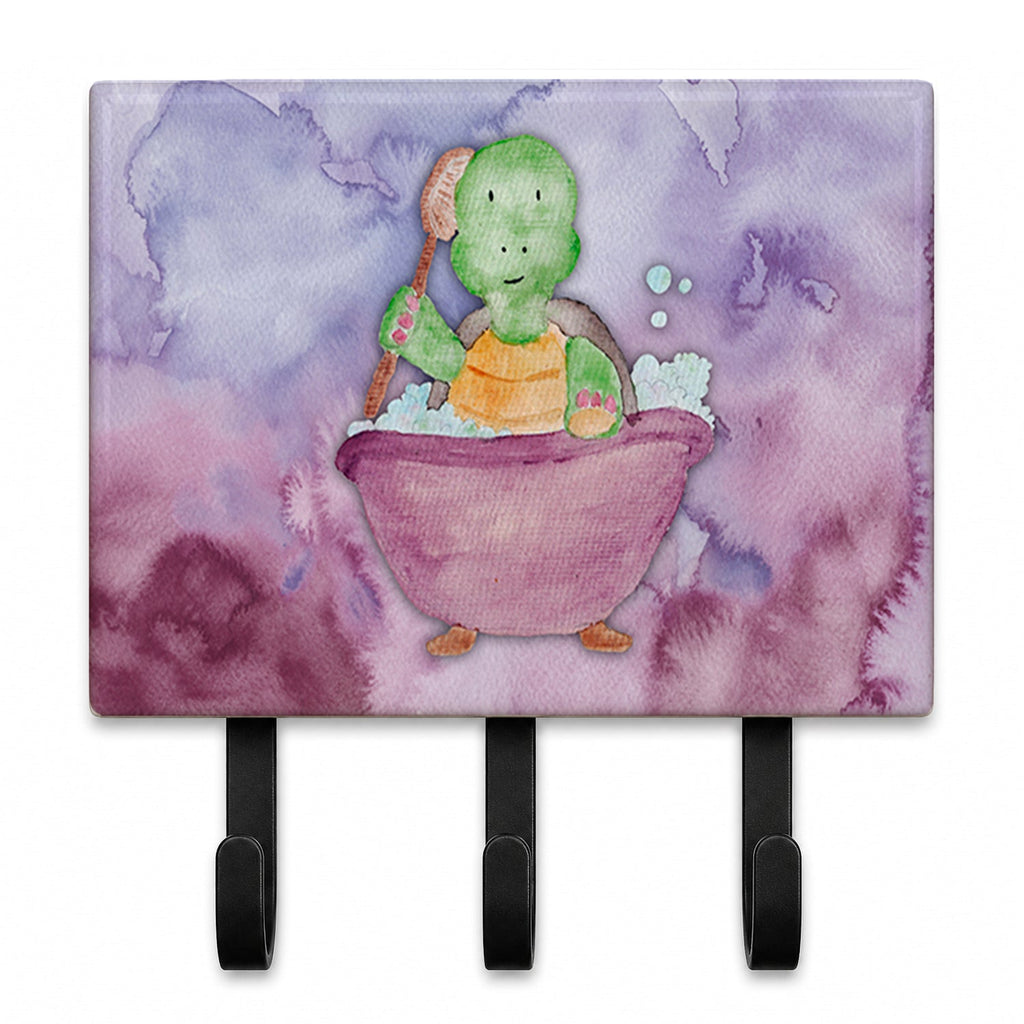 Turtle Bathing Watercolor Leash or Key Holder Wall Hooks, Coat Rack Wall Mount, for Hanging Keys, Towels, Aprons, Leashes