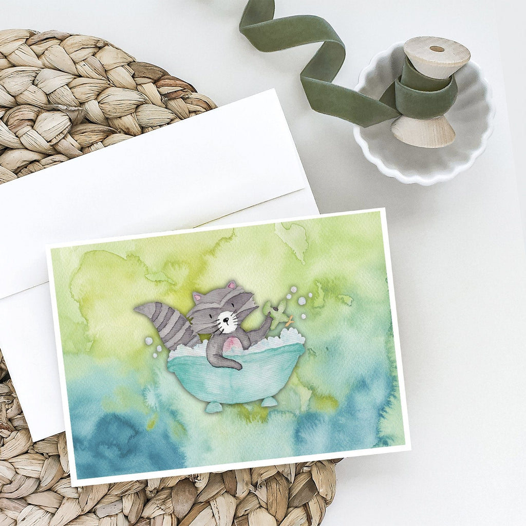 Raccoon Bathing Watercolor Greeting Cards Pack of 8 Blank Cards with Envelopes Whimsical A7 Size 5x7