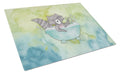 Raccoon Bathing Watercolor Cutting Board Tempered Glass Kitchen Cutting Surface, Heat Resistant Chopping, Non-Slip Feet, Food Prep & Serving