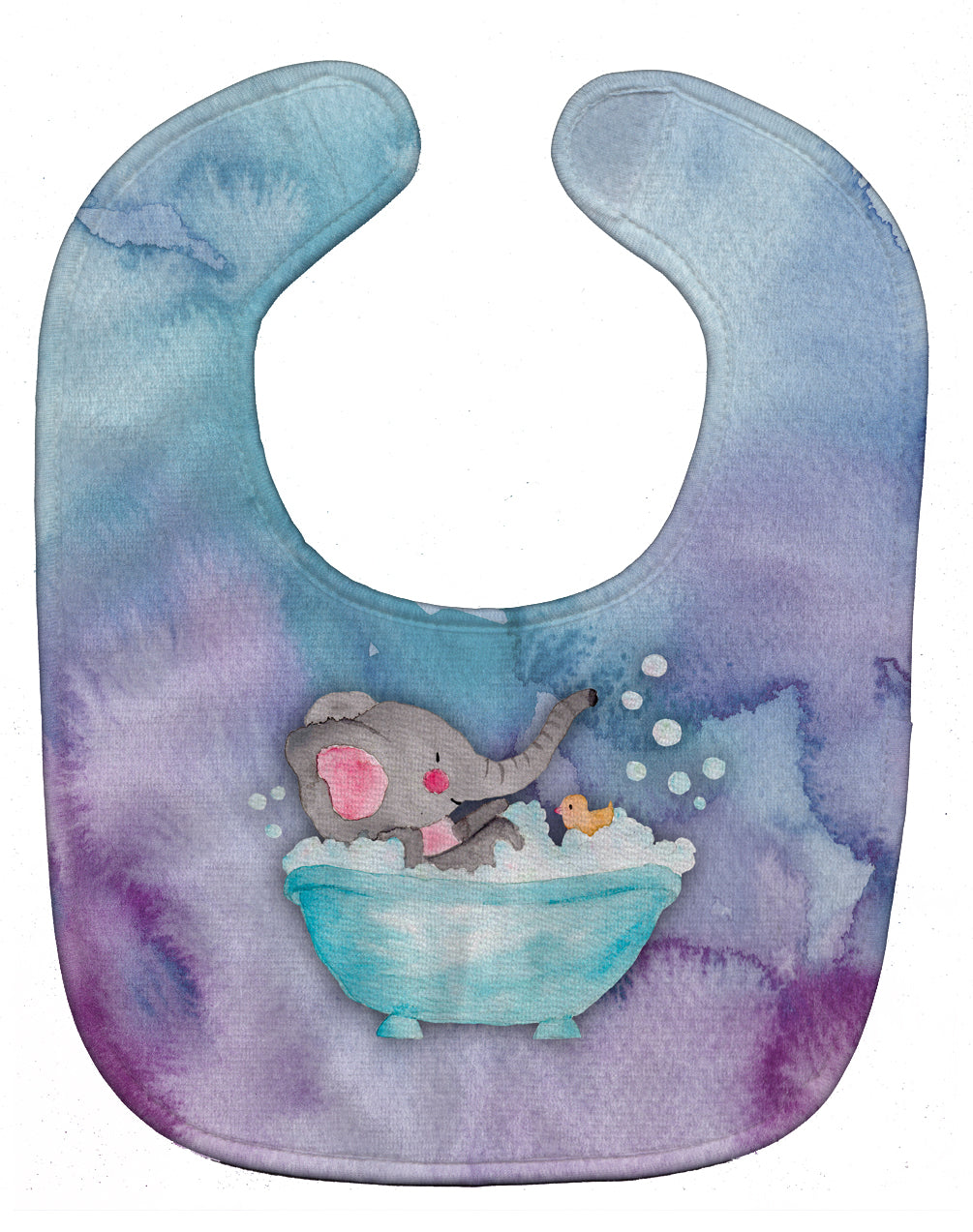 Elephant Bathing Watercolor Baby Bib Easy-Clean Baby Bib Baby Feeding Accessory Baby Mealtime Essential, 10 x 13, Multicolor