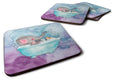 Elephant Bathing Watercolor Foam Coasters Set of 4 Cup Coasters for Indoor Outdoor, Tabletop Protection, Anti Slip, Mouse pad Material