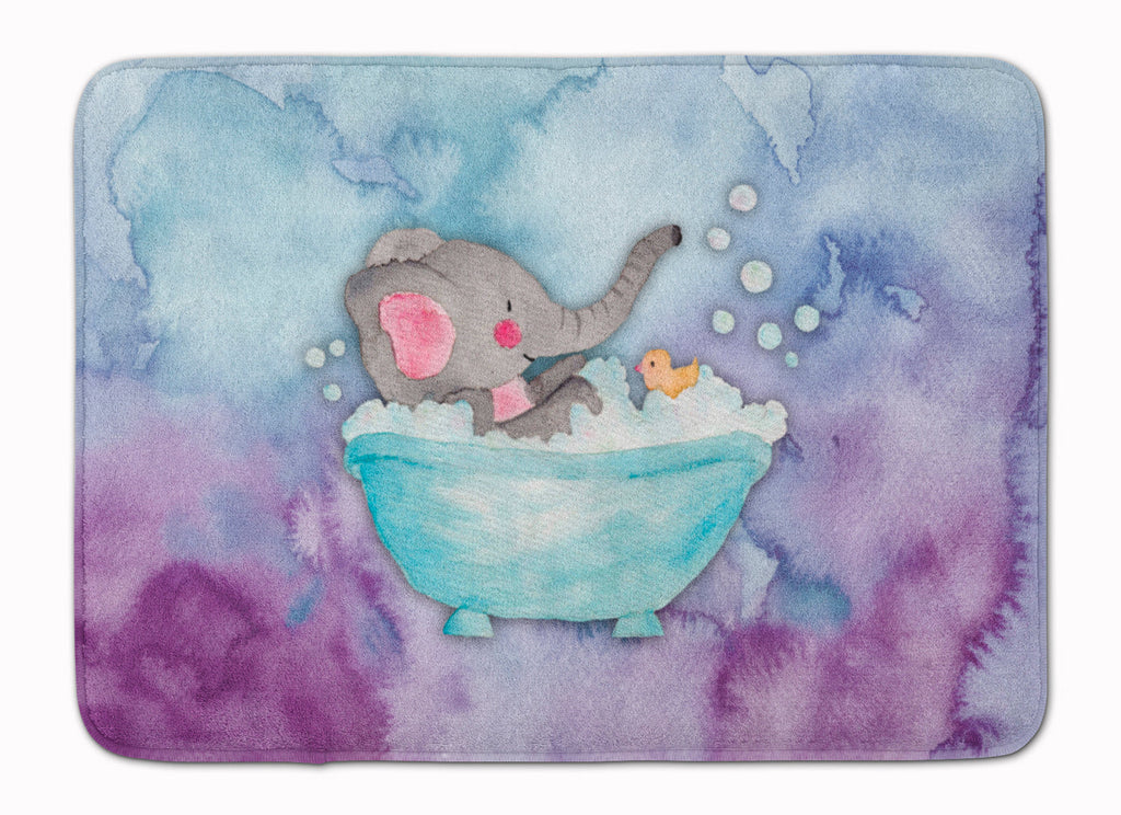 Elephant Bathing Watercolor Memory Foam Kitchen Mat Machine Washable Anti-Fatigue Cushion Comfort Bath or Kitchen Rug