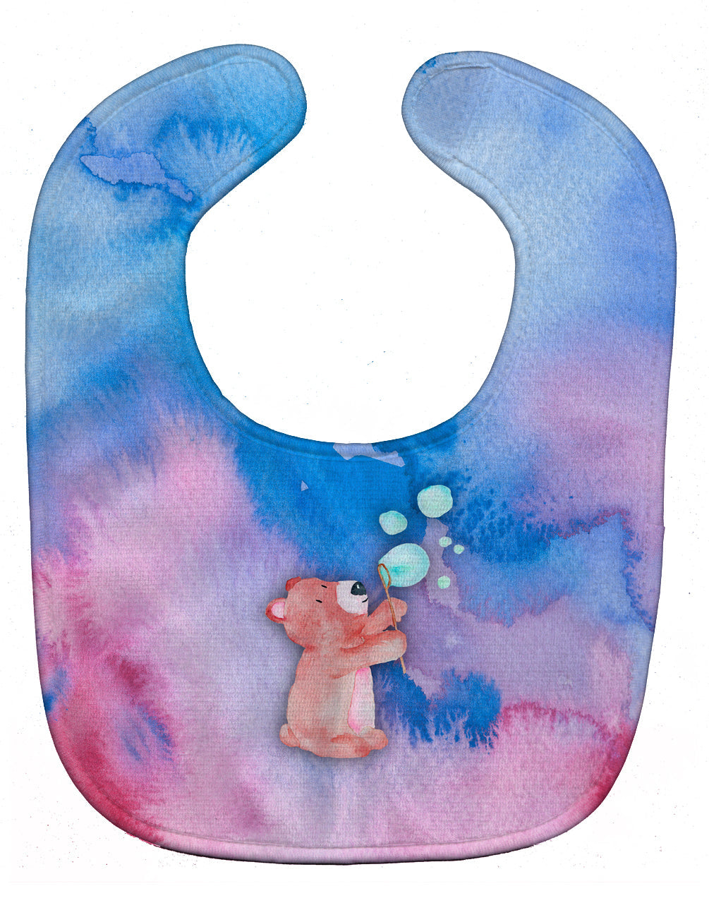 Bear and Bubbles Watercolor Baby Bib Easy-Clean Baby Bib Baby Feeding Accessory Baby Mealtime Essential, 10 x 13, Multicolor