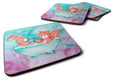 Rabbit and Squirrel Bathing Watercolor Foam Coasters Set of 4 Cup Coasters for Indoor Outdoor, Tabletop Protection, Anti Slip, Mouse pad Material