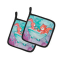 Rabbit and Squirrel Bathing Watercolor Pot Holder Set of 2 Heat Resistant Quilted Hot Pads 7.5 x 7.5 Inch, Insulated Kitchen Trivets for Cooking & Baking