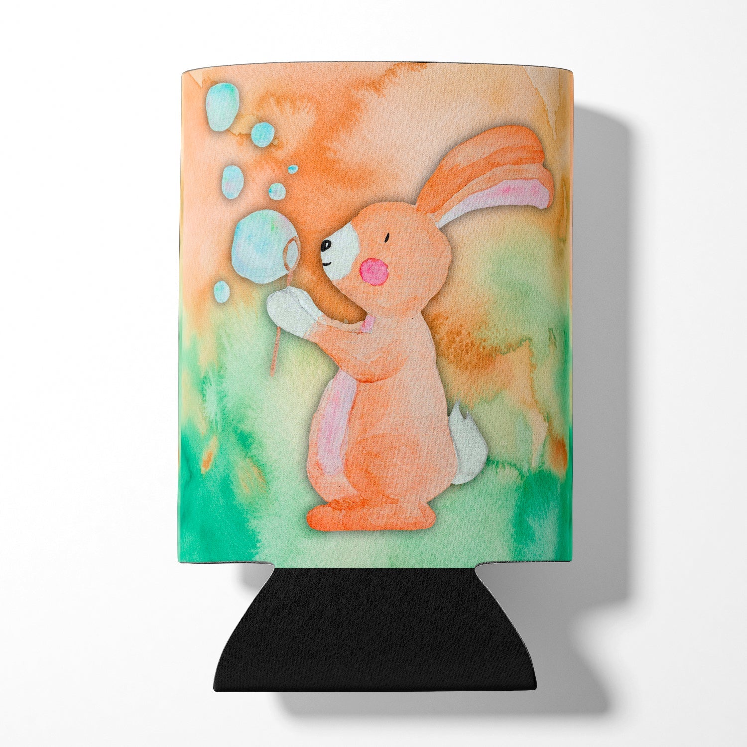 Rabbit and Bubbles Watercolor Can or Bottle Hugger Cooler Sleeve for Standard 12 oz Cans, Insulated Foam Beer & Soda Can Hugger Reusable