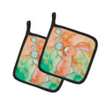 Rabbit and Bubbles Watercolor Pot Holder Set of 2 Heat Resistant Quilted Hot Pads 7.5 x 7.5 Inch, Insulated Kitchen Trivets for Cooking & Baking