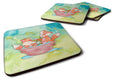 Foxes Bathing Watercolor Foam Coasters Set of 4 Cup Coasters for Indoor Outdoor, Tabletop Protection, Anti Slip, Mouse pad Material