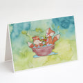Foxes Bathing Watercolor Greeting Cards Pack of 8 Blank Cards with Envelopes Whimsical A7 Size 5x7