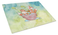 Foxes Bathing Watercolor Cutting Board Tempered Glass Kitchen Cutting Surface, Heat Resistant Chopping, Non-Slip Feet, Food Prep & Serving