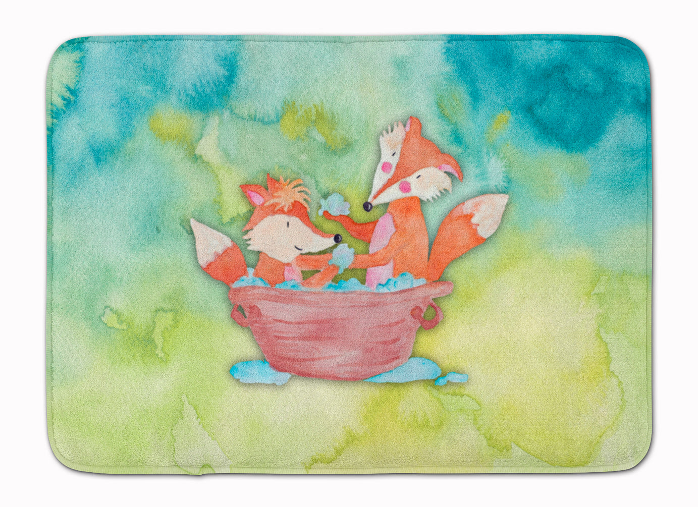 Foxes Bathing Watercolor Memory Foam Kitchen Mat Machine Washable Anti-Fatigue Cushion Comfort Bath or Kitchen Rug