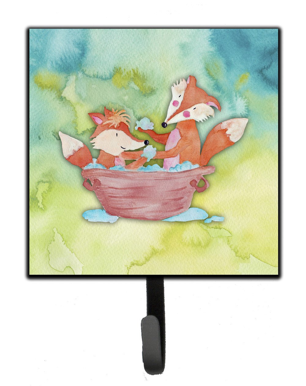 Foxes Bathing Watercolor Leash or Key Holder Wall Hooks, Key Hooks Holder, Coat Rack Wall Mount, Coat Hooks, Hooks for Hanging Keys, Towels, Aprons, Leashes