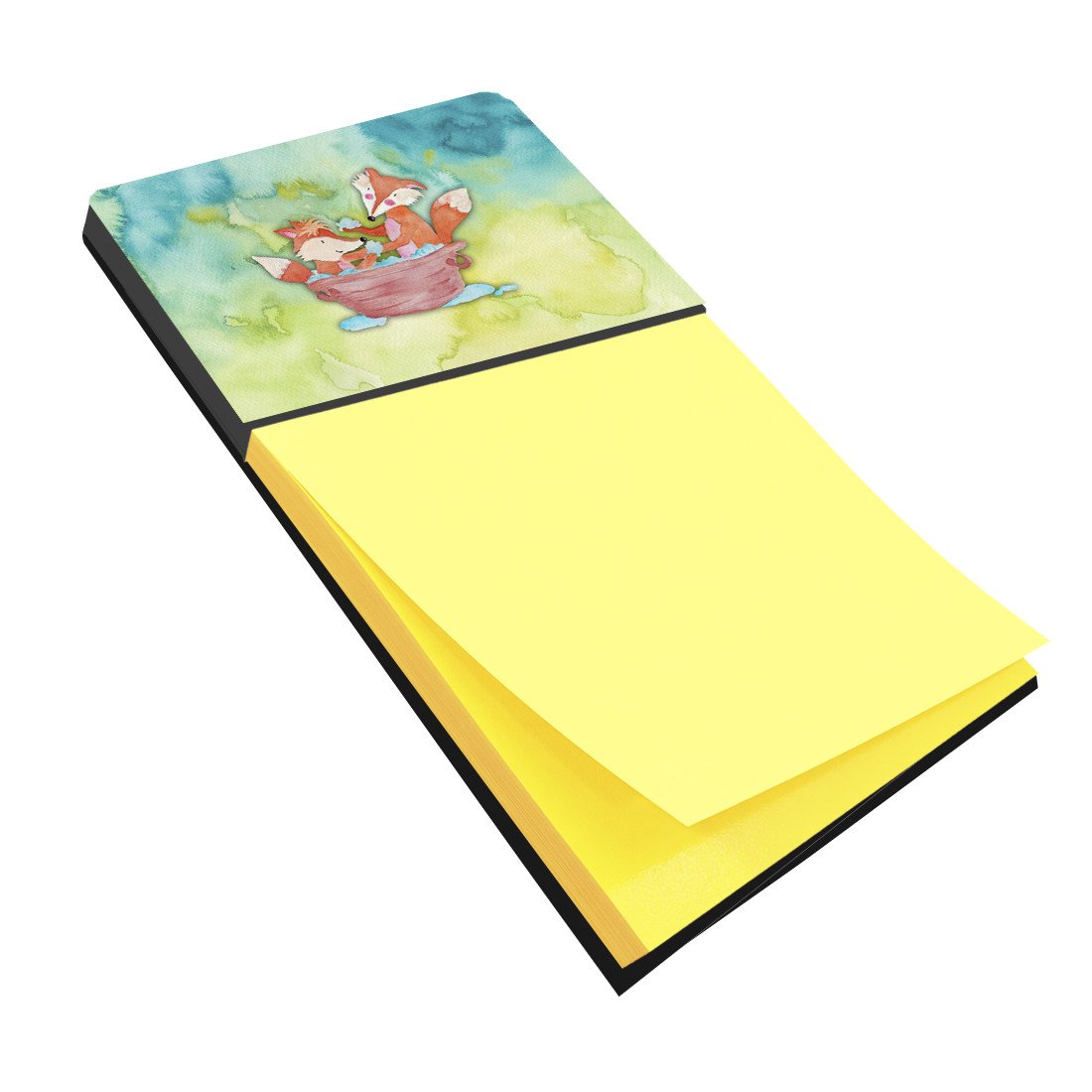 Foxes Bathing Watercolor Watercolor Sticky Note Holder Refillable Dispenser Desk Accessory 3x3 Pad Gift