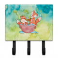 Foxes Bathing Watercolor Leash or Key Holder Wall Hooks, Coat Rack Wall Mount, for Hanging Keys, Towels, Aprons, Leashes