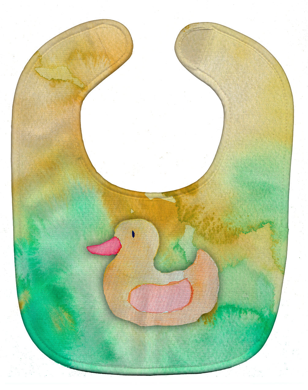 Rubber Duckie Watercolor Baby Bib Easy-Clean Baby Bib Baby Feeding Accessory Baby Mealtime Essential, 10 x 13, Multicolor