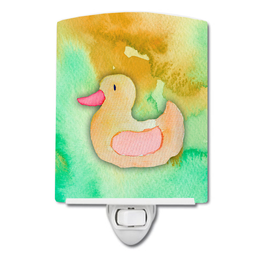 Rubber Duckie Watercolor Ceramic Night Light Compact, UL-Certified, Ideal for Bedroom, Bathroom, Nursery, Hallway, Kitchen, 6x4x3, Multicolor
