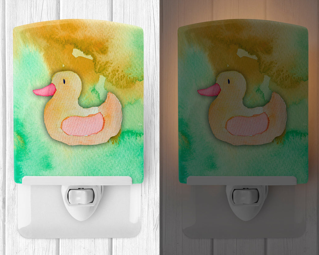 Rubber Duckie Watercolor Ceramic Night Light Compact, UL-Certified, Ideal for Bedroom, Bathroom, Nursery, Hallway, Kitchen, 6x4x3, Multicolor