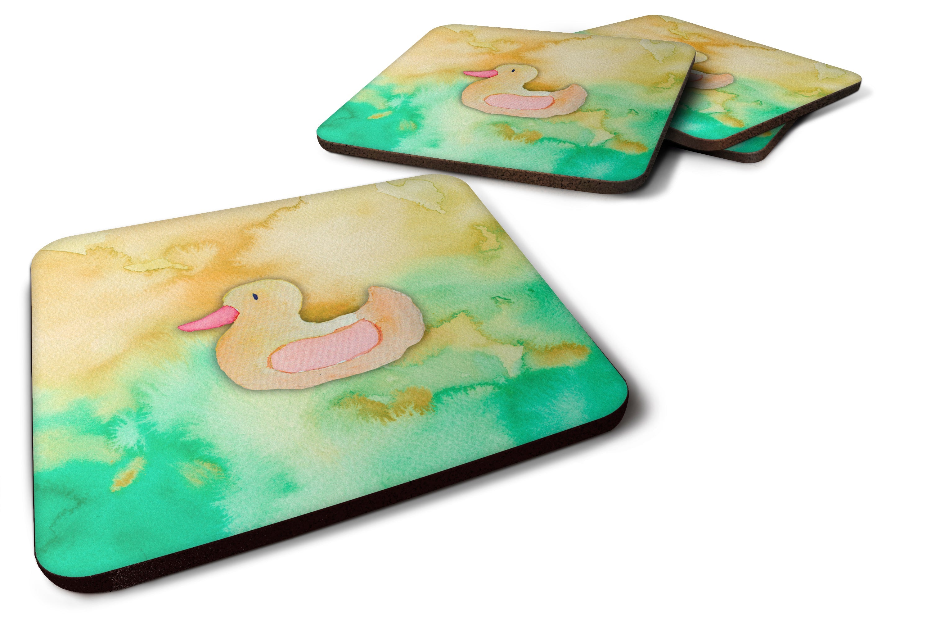Rubber Duckie Watercolor Foam Coasters Set of 4 Cup Coasters for Indoor Outdoor, Tabletop Protection, Anti Slip, Mouse pad Material
