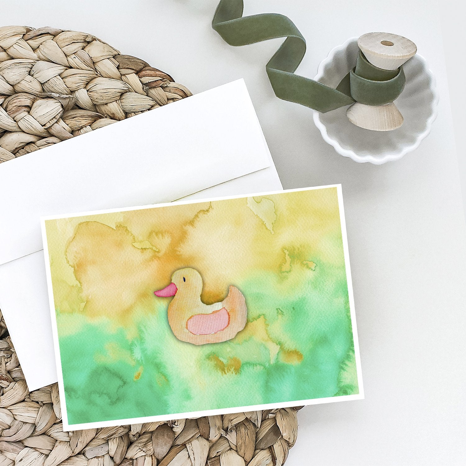 Rubber Duckie Watercolor Greeting Cards Pack of 8 Blank Cards with Envelopes Whimsical A7 Size 5x7