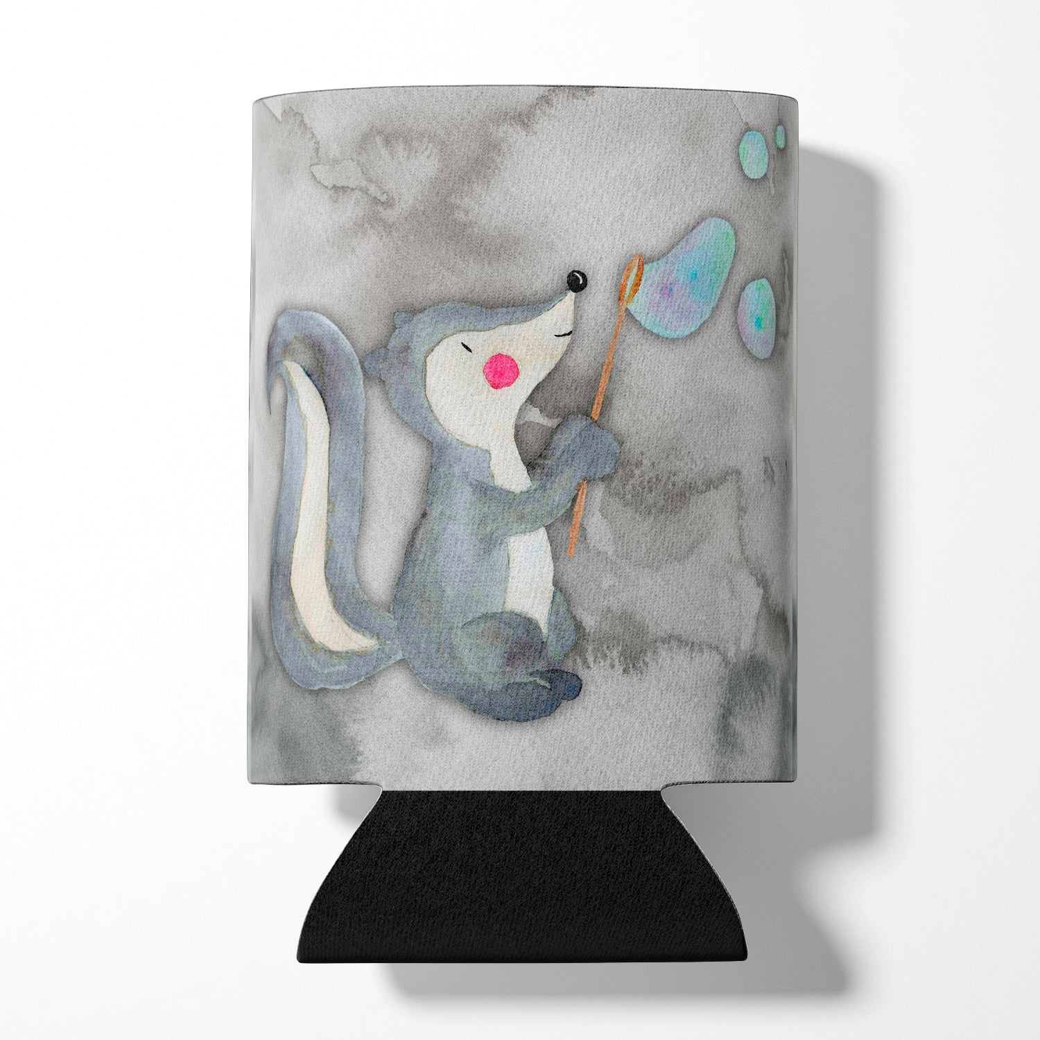 Skunk and Bubbles Watercolor Can or Bottle Hugger Cooler Sleeve for Standard 12 oz Cans, Insulated Foam Beer & Soda Can Hugger Reusable