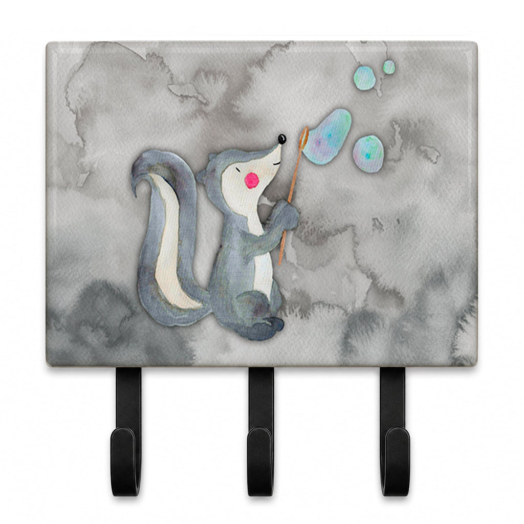 Skunk and Bubbles Watercolor Leash or Key Holder Wall Hooks, Coat Rack Wall Mount, for Hanging Keys, Towels, Aprons, Leashes