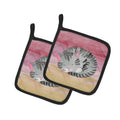 Sleeping Grey Cat Watercolor Pot Holder Set of 2 Heat Resistant Quilted Hot Pads 7.5 x 7.5 Inch, Insulated Kitchen Trivets for Cooking & Baking