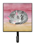 Sleeping Grey Cat Watercolor Leash or Key Holder Wall Hooks, Key Hooks Holder, Coat Rack Wall Mount, Coat Hooks, Hooks for Hanging Keys, Towels, Aprons, Leashes