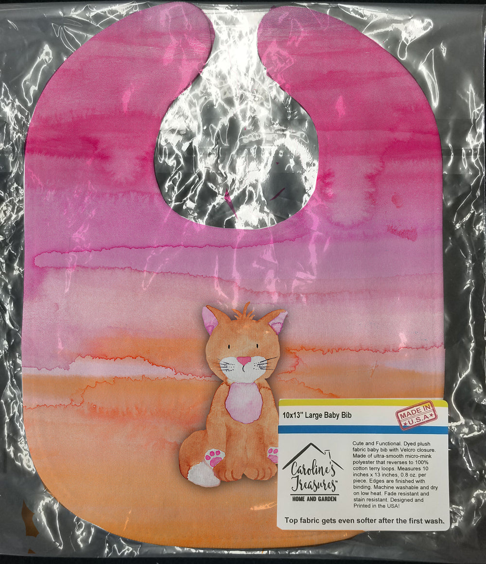 Orange Cat Watercolor Baby Bib Easy-Clean Baby Bib Baby Feeding Accessory Baby Mealtime Essential, 10 x 13, Multicolor